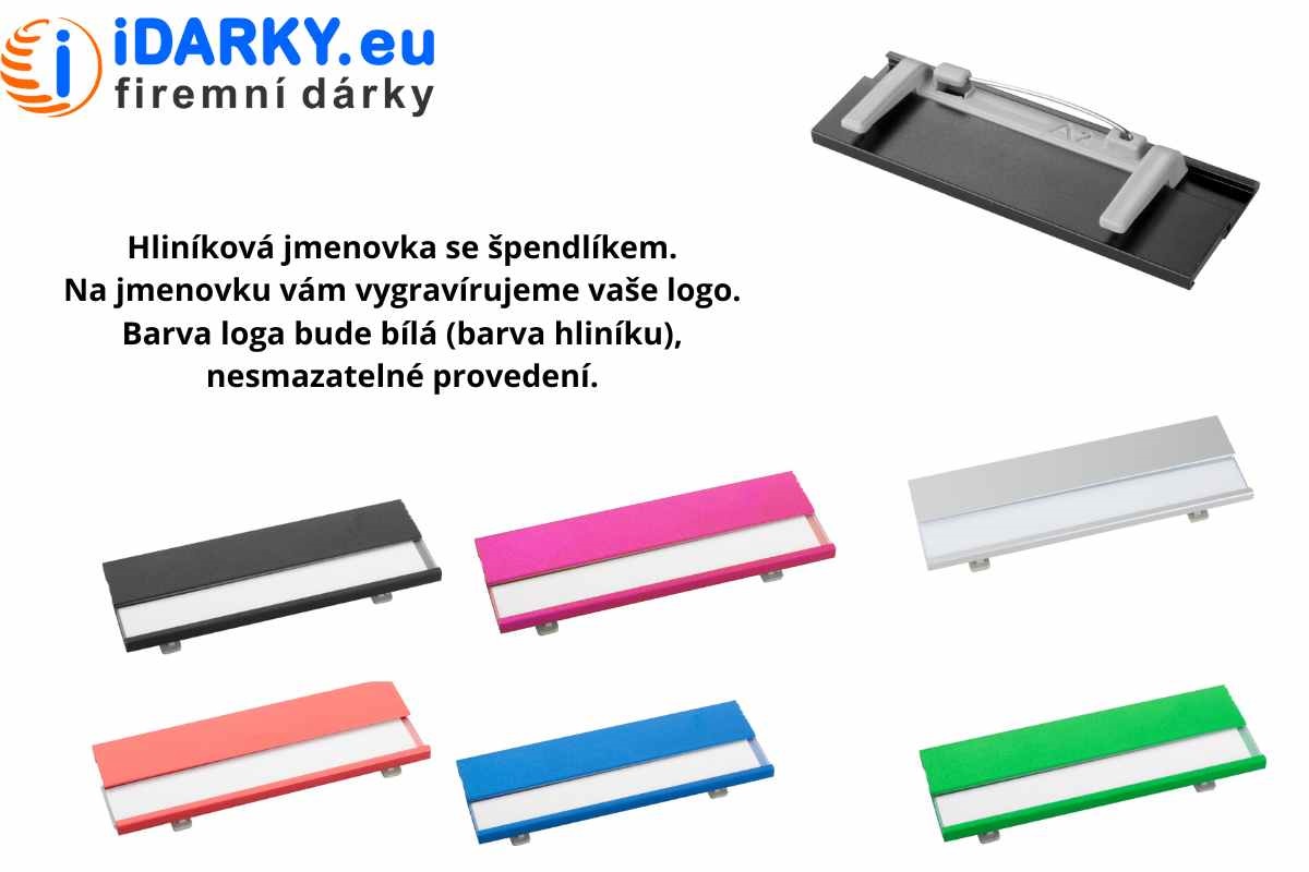 Hliníková jmenovka na oděv, jmenovka se špendlíkem, jmenovka s magnetem