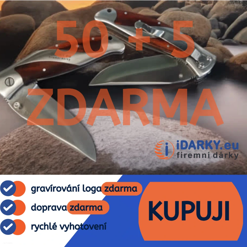 Kapesní nůž s klipem - akční nabídka 50 + 5 zdarma, logo a doprava zadarmo